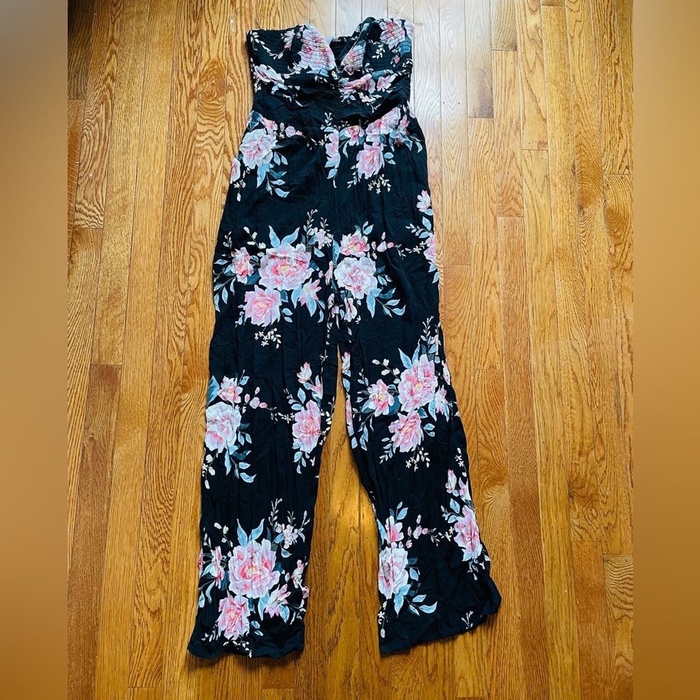 Women’s Xhilaration Strapless Floral Jumpsuit Size L
